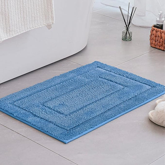 GRANNY SAYS Blue Bathroom Rugs Non Slip, 16" x 24", Bath Rugs for Bathroom, Small Bath Rug Washable，Absorbent Bath Mats for Floor, Microfiber Bath Mat for Tub, Absorbent Shower Rugs