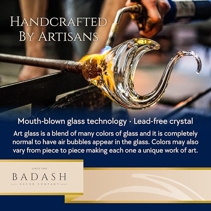 Badash Rainbow Murano-Style Sculpture - Home Decor Statue Glass Art - 18" Tall Mouth-Blown on Crystal Base