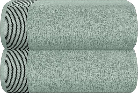 Belizzi Home Cotton 2 Pack Oversized Bath Sheet 35 x 70, Large Bath Sheet, Ultra Absorbent, Compact, Eco-Friendly and 100% Recyclable, Quick Drying and Lightweight Towel - Jade