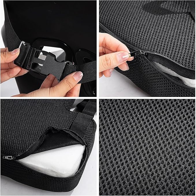 HOMBYS Lumbar Support Pillow for Office Chair-Seat Cushion for Back Support, Improved Sitting Posture and Upper/Lower Back Pain Relief for Desk Chairs, Car Seats and Airplanes (Black, 16"x12"x2")