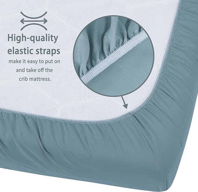 Baby Crib Sheets for Boys Girls, 2 Pack Fitted Crib Sheet for Standard Crib and Toddler Mattress, Soft Microfiber Baby Sheet 52x28x8in. (Dark Green & Dark Grey)