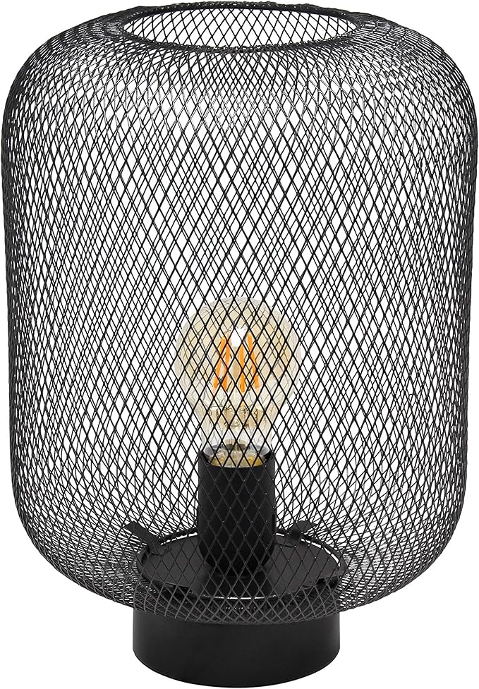 Simple Designs LT1072-BLK Metal Mesh Industrial Table Lamp, Black