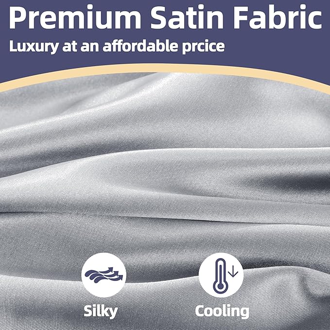 Silky Satin Pregnancy Pillow Cover (ONLY Pillowcase), U Shaped Luxurious Smooth Maternity Pillow Cover, Soft & Breathable Large Pillow Protector with Hidden Zip for Side Sleeper,Light Grey