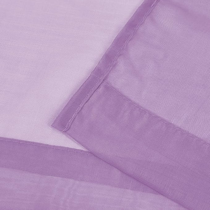 DONREN 2 Panels Solid Color Lilac Purple Sheer Curtains Elegant Rod Pocket Window Voile Panels Drapes for Bedroom Living Room (52X54 Inches)