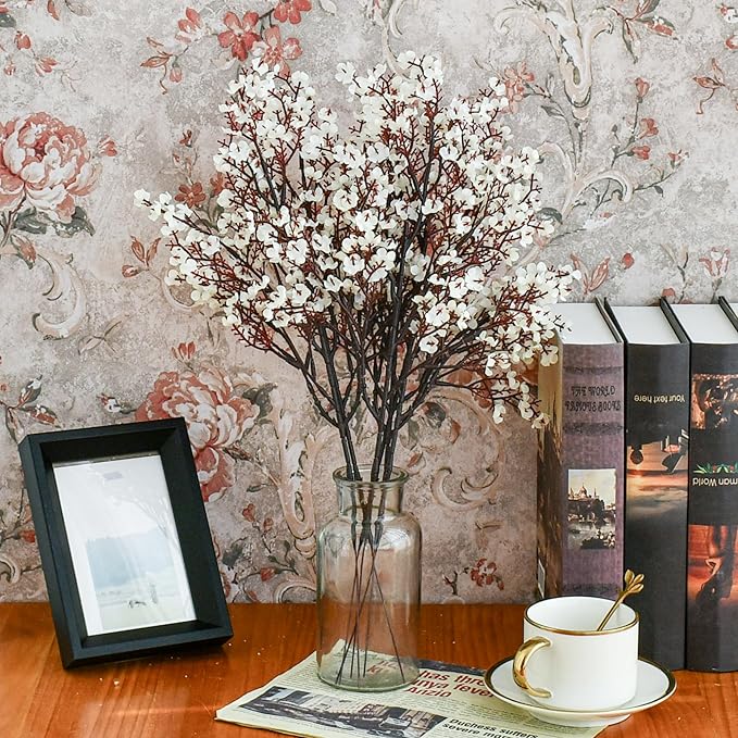 Mandy's Ivory Artificial Baby’s Breath Flowers 15 Bundles Silk Gypsophila with Bendable Stems for Fall Centerpiece Wedding Decor and Table Arrangements