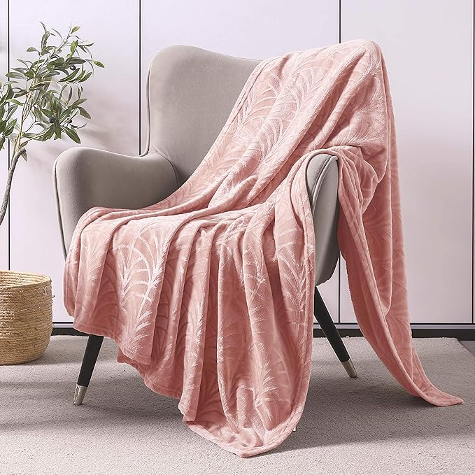 Whale Flotilla Flannel Fleece Throw Blanket for Couch, Soft Fluffy Velvet Sofa Blanket with Decorative Vintage Pattern for All Season, Warm and Lightweight, 50x60 Inch, Pink