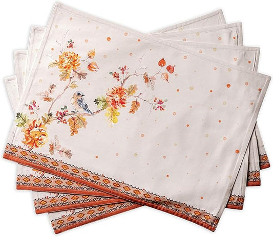 Maison d' Hermine Placemats Set of 4 100% Cotton Washable Cloth Place Mats, Reusable Table Mats for Kitchen Dining Decoration, Party, Wedding, Restaurant (Kelim - Prairie, 13" x 19")