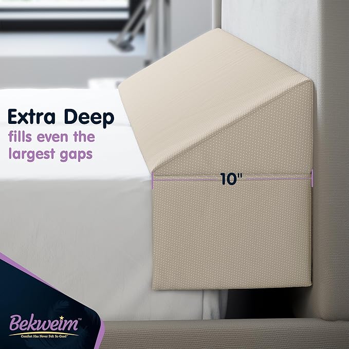 Wedge Pillow Headboard Bed Gap Filler Full - Headboard Pillow Full Size 54 X 10 X 6 - Long Pillow for Bed Wedge Gap Filler with Large Pocket for Bed Accessories - Mattress Gap Filler (Beige)