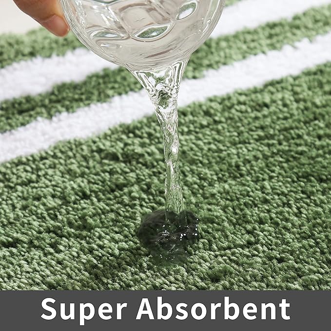 COSY HOMEER Extra Thick Bath Rugs - Anti-Slip Bath Linen Sets Mats Soft Plush 100% Strong Polyester Living Room Bathroom Water Absorbent(Green,17x27 - Inches)