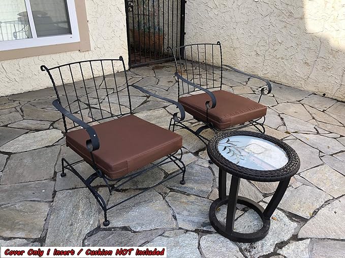 2 Pack 20X18X4 Inch Outdoor Water-Resistant Cushion Pillow Replacement Covers Only with Zipper for Patio Furniture, Sofa, Loveseat, Deep Seat Chair in Brown Color