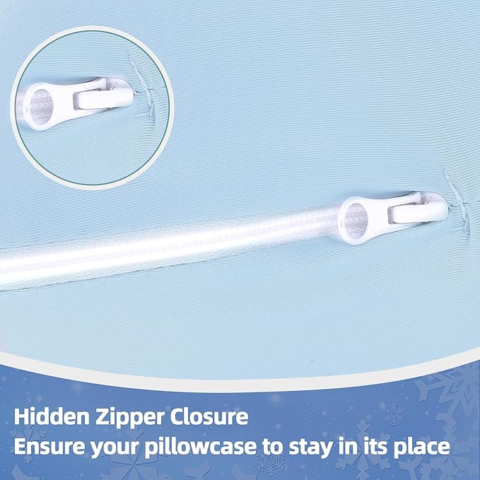 Cooling Pregnancy Pillow Cover (ONLY Pillowcase), Q-Max 0.4 U Shaped Luxurious Smooth Maternity Pillow Cover with Hidden Zip, Cool Large Pillow Protector for Side Hot Sleeper, Blue, 58x32 in