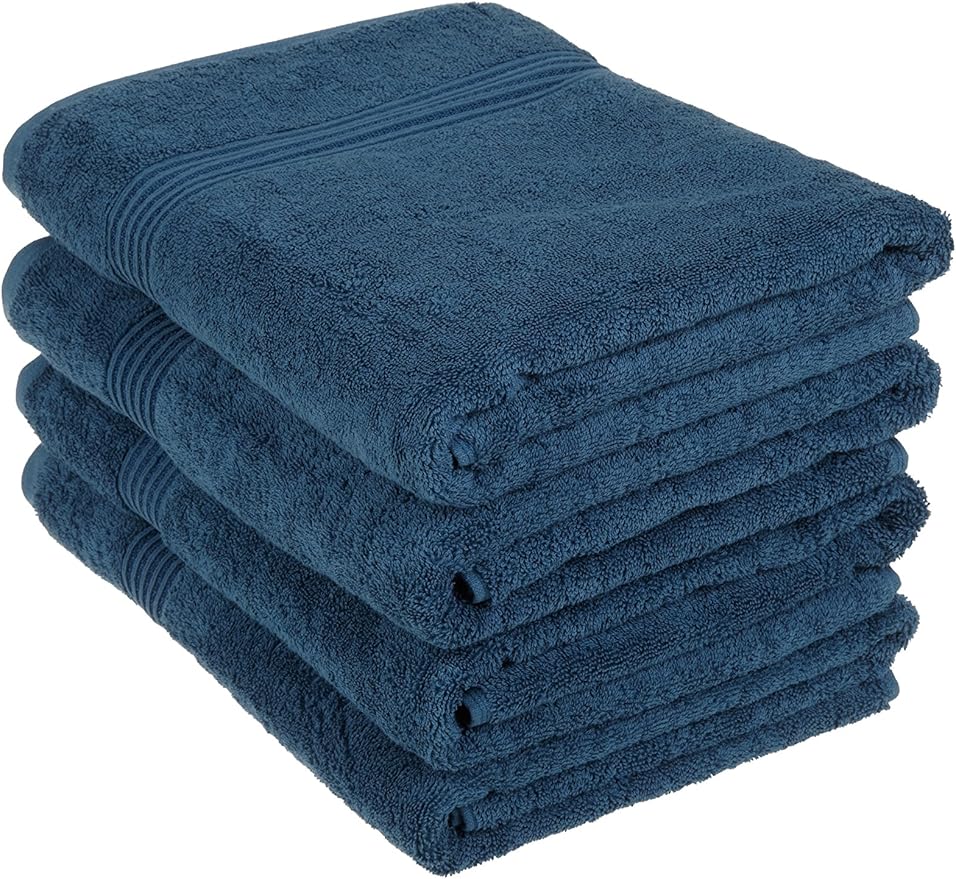 Superior Egyptian Cotton 4-Piece Bath Towel Set for Shower, Bath, Spa, Resort, Hotel, Soft Body Towels, Airbnb Essentials, Apartment, Dorm, Quick Dry, Absorbent, Bathroom Basics, Sapphire