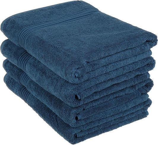 Superior Egyptian Cotton 4-Piece Bath Towel Set for Shower, Bath, Spa, Resort, Hotel, Soft Body Towels, Airbnb Essentials, Apartment, Dorm, Quick Dry, Absorbent, Bathroom Basics, Sapphire