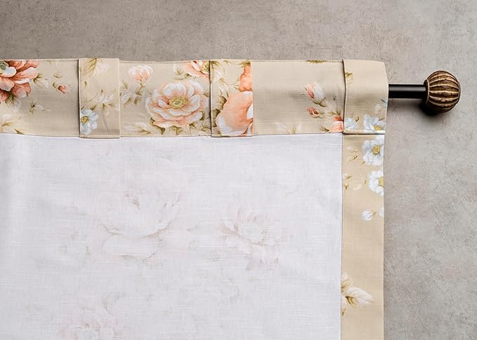 Maison d' Hermine Curtains for Living Room 100% Cotton 96 inch Length One Panel Light Filtering Curtains for Bedroom Windows with Rod and Loop Pockets Drapes (Newburry Melba, 50" W x 96" L)