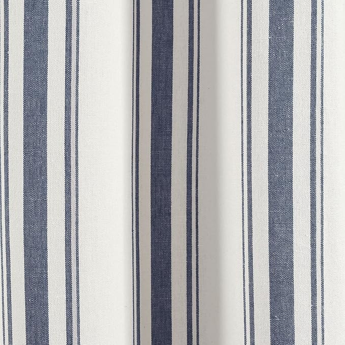 Lush Decor Farmhouse Stripe Yarn Dyed Cotton Window Curtain Panel Pair, 42" W x 84" L, Navy - Classic Modern Rustic Charm - Eco Friendly Cotton Fabric(2 count pack of 1)