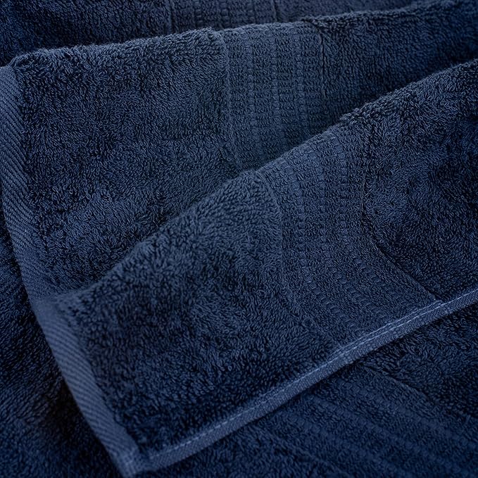 HOMELOVER 4 Piece Luxury Bath Towel Set - 100% Organic Cotton, 500 GSM, Hotel Quality, Highly Absorbent, Soft & Quick Drying Bathroom Towels for Showering, Washing & Guests (Deep Sea Blue)