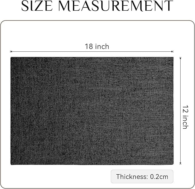 Softalker Faux Linen Placemats Set of 8-12 x 18 Inch, Heat Resistant Double Layered Durable Burlap Farmhouse Place Mats, Non-Slip Washable Rustic Table Mats for Dining, Kitchen, Party（Black