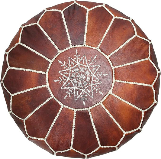 MARRAKESH STYLE Amazing & Beautiful, Original poufs Moroccan Leather Pouf, Natural Leather poufs, Home Gifts, Wedding Gifts, Unstuffed (Dark Brown)