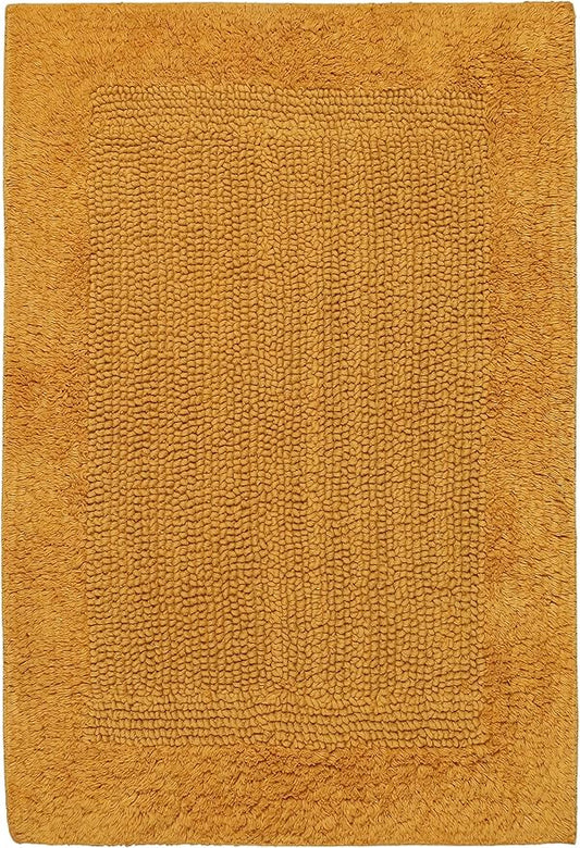 Savi Home Bath Mat Rug 17x24 Honey Mustard, 100% Pure Cotton, Super Soft White, Plush & Absorbent, Hand Tufted Heavy Weight Construction, Full Reversible Step Out Rugs