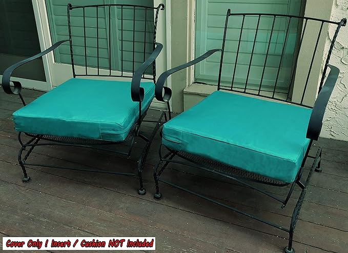 2 Pack 18X16X4 Inch Outdoor Water-Resistant Cushion Pillow Replacement Covers Only with Zipper for Patio Furniture, Sofa, Loveseat, Deep Seat Chair in Peacock Color