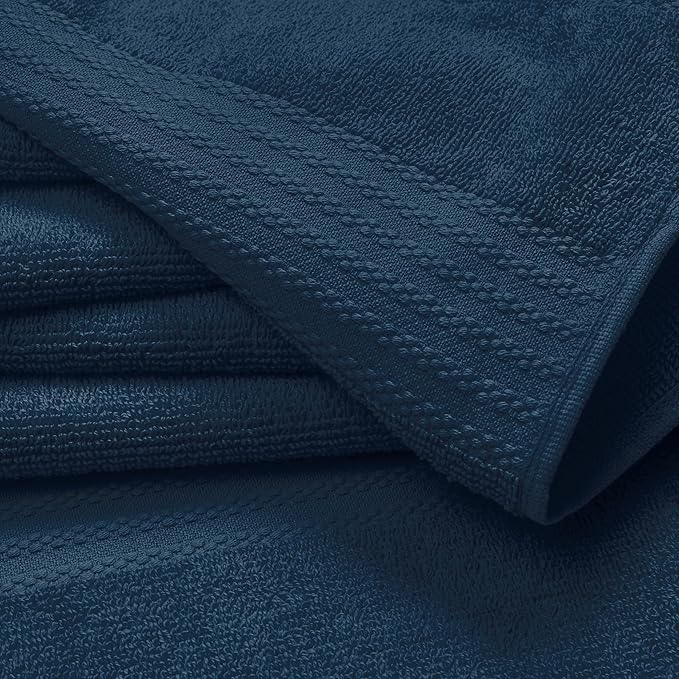 GLAMBURG Ultra Soft 12-Piece Washcloths Set 13x13-100% Ringspun Cotton - Durable & Highly Absorbent Face Towels - Ideal for use in Bathroom, Kitchen, Gym, Spa & General Cleaning - Mineral Blue