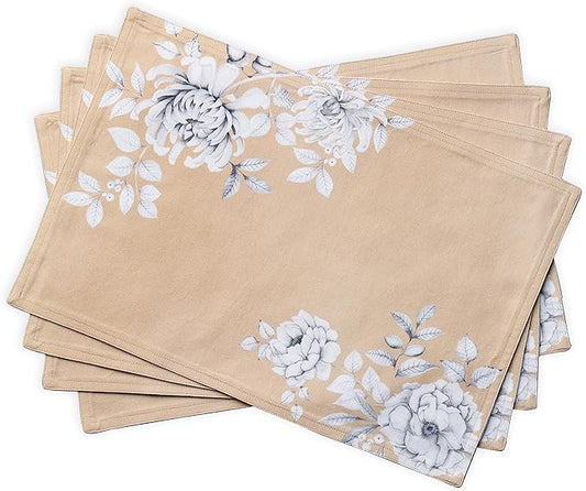 Maison d' Hermine Placemats Set of 4 100% Cotton Washable Cloth Place Mats, Reusable Table Mats for Kitchen Dining Decoration, Party, Wedding, Restaurant (Pretty Autumn, 13" x 19")
