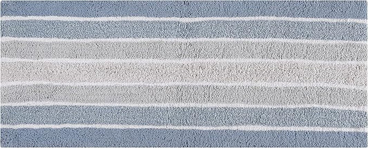 Bathroom Rugs Runner Bath Rug Blue 24x60 Inches Alpine Stripe Non-Slip Cotton Large Bath Mats for Bathroom Floor |Quick Dry Bathroom Mat for Tub Spa Shower|Living Room Entry Way Door Mats