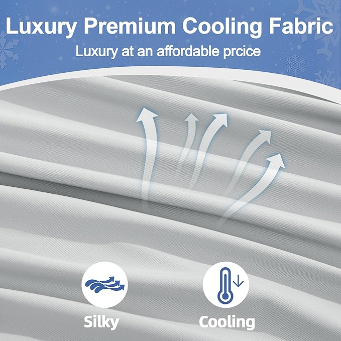 Cooling Pregnancy Pillow Cover (ONLY Pillowcase), Q-Max 0.4 U Shaped Luxurious Smooth Maternity Pillow Cover with Hidden Zip, Cool Large Pillow Protector for Side Hot Sleeper, Grey, 61x31 in