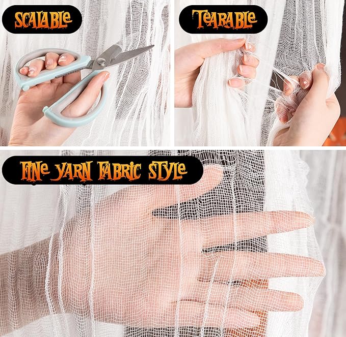RunNico 197" x 85" Halloween Creepy Cloth - Halloween Spooky Fabric Cloth - Scary Gauze Blood Creepy Cloth for Haunted House Halloween Party Yard Wall Doorway Outdoors Decoration