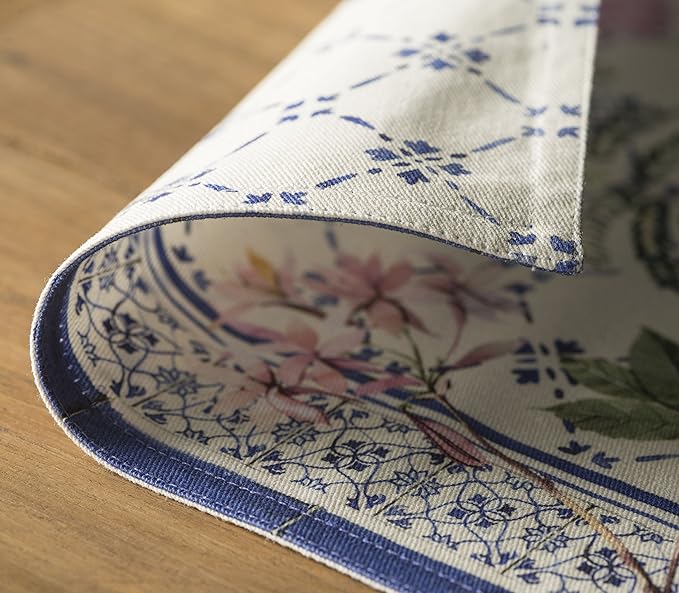 Maison d' Hermine Placemats Set of 4 100% Cotton Washable Cloth Place Mats, Reusable Table Mats for Kitchen Dining Decoration, Party, Wedding, Restaurant Spring/Summer (Faience, 13" x 19")