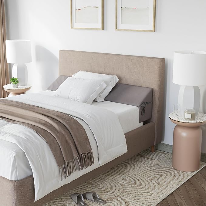 Wedge Pillow Headboard Bed Gap Filler Full - Headboard Pillow Full Size 54 X 10 X 6 - Long Pillow for Bed Wedge Gap Filler with Large Pocket for Bed Accessories - Mattress Gap Filler (Grey)