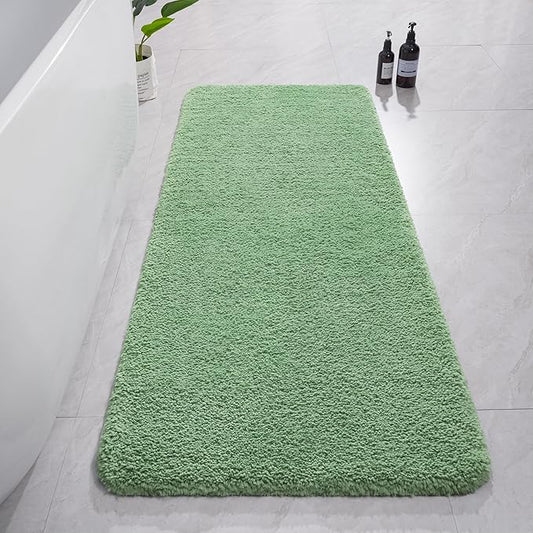 AROGAN Luxury Long Bathroom Runner Rug, 24x60 Inch Thick Soft and Absorbent Microfiber Non Slip Bath Mat, Rubber Backing Rugs Carpets, Machine Washable Plush Mats for Shower Floor, Sage Green
