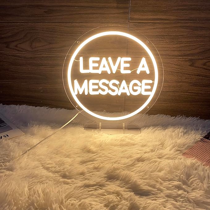 Leave a Message Neon Sign With Holder Base, Neon Guestbook Table Sign for Wedding Shop Business Desk Decor Reception Welcome Led Sign, Warm White USB Neon Light Sign, the Size 13x12 Inch