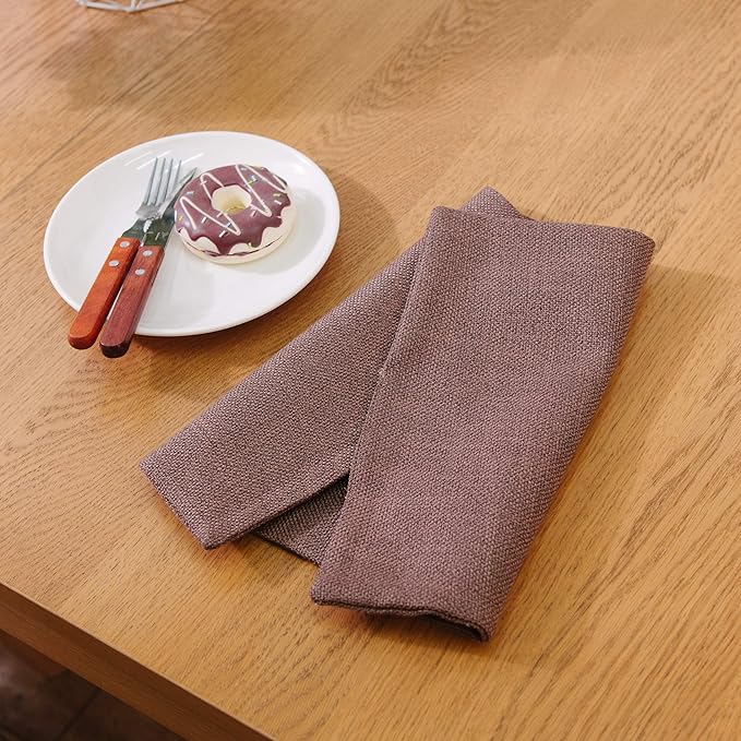 4 Piece Soft Handmade Faux Linen Place Mats Heat Resistant Dining Table Place Mats Kitchen Table Mats 12 x 18 Coffee Brown