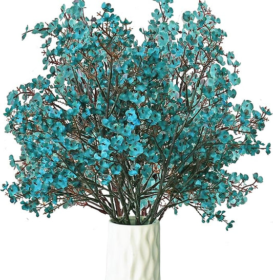 Mandy's Teal Artificial Baby’s Breath Flowers 15 Bundles Silk Gypsophila with Bendable Stems for Fall Centerpiece Wedding Decor and Table Arrangements