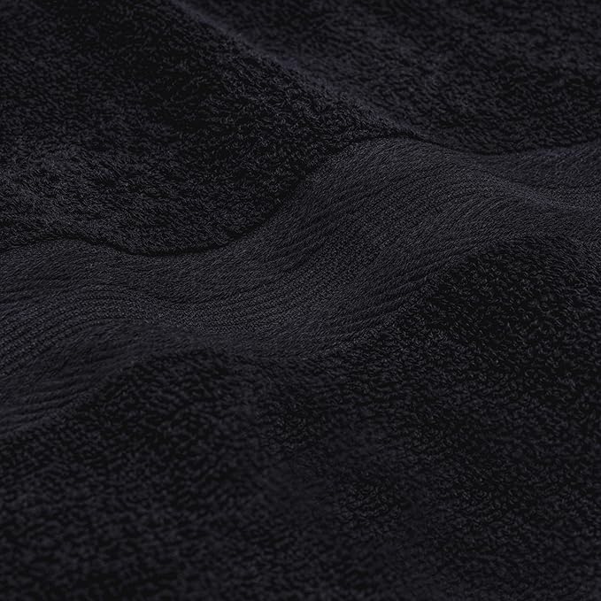 BOUTIQUO Premium Cotton 4 Pack Bath Towel Set - 100% Pure Cotton - 4 Bath Towels 27x54 - Ideal for Everyday use - Ultra Soft & Highly Absorbent - Black