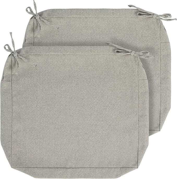 Patio Cushion Covers with Ties, 2 Pack, Outdoor Water Resistant Deep Seat Chair Cushion Slipcover 22x20x4 Inch for Garden Couch Sofa (Replacement Cover Only)-Warm Grey