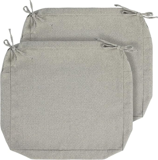 Patio Cushion Covers with Ties, 2 Pack, Outdoor Water Resistant Deep Seat Chair Cushion Slipcover 22x20x4 Inch for Garden Couch Sofa (Replacement Cover Only)-Warm Grey