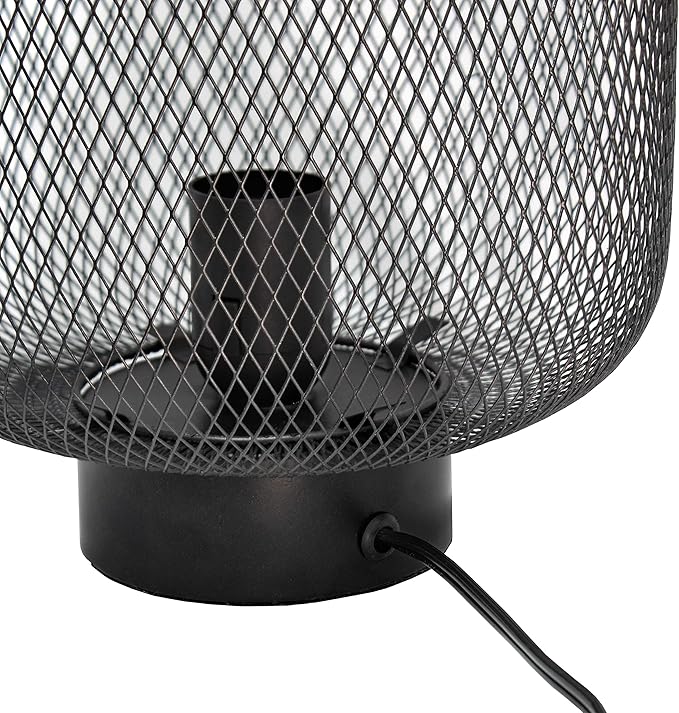 Simple Designs LT1072-BLK Metal Mesh Industrial Table Lamp, Black
