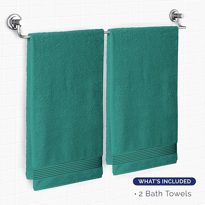 Elegant Comfort Premium Turkish Cotton 2 Pack Bath Towel Set - 27 x 54 inch, Luxurious Hotel Spa Quality 100% Turkish Cotton 2PC Bath Towel Set - Highly Absorbent - Soft Bathroom Towels, Turquoise