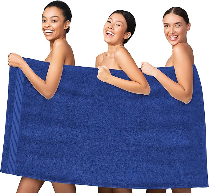 Elegant Comfort Premium Turkish Cotton 1 Piece Jumbo Bath Towel - 35 x 70 inch, Luxurious Hotel Spa Quality 100% Turkish Cotton Large Bath Towel - Highly Absorbent - Soft Bathroom Towel, Royal Blue