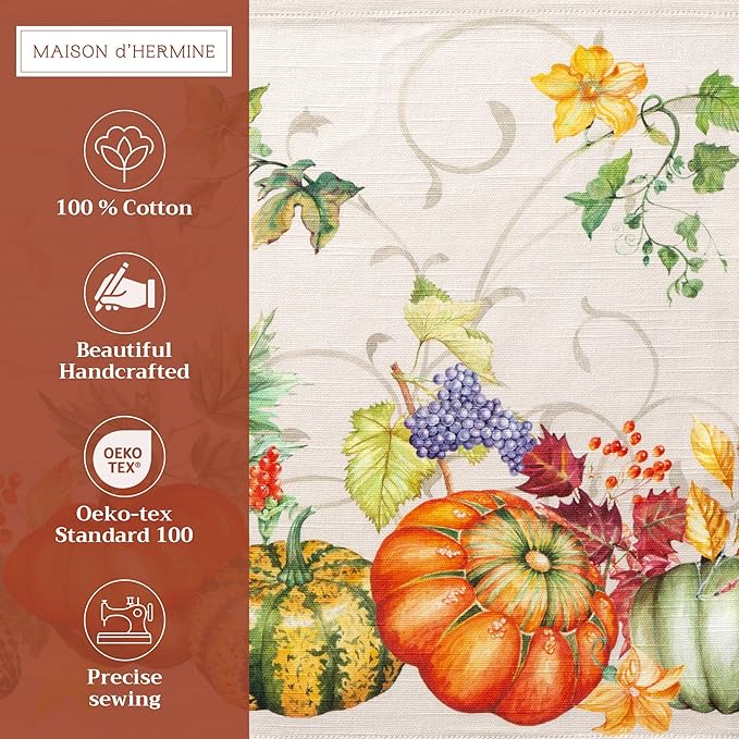 Maison d' Hermine Placemats Set of 4 100% Cotton Washable Cloth Place Mats, Reusable Table Mats for Kitchen Dining Decoration, Party, Wedding, Restaurant (Lumina, 13" x 19")