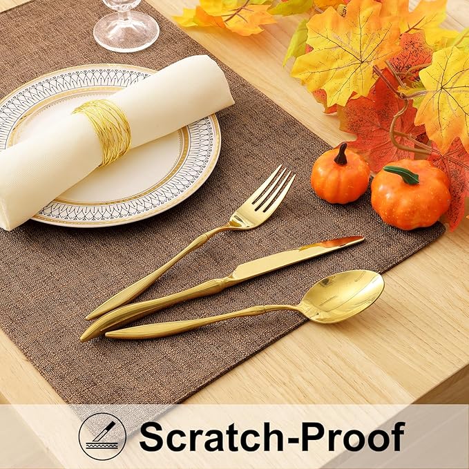 homing Brown Cloth Placemats Set of 4 – Cotton Linen Blend Washable Farmhouse Dining Table Mats for Indoors & Outdoors, Easy to Clean, 13 x 19 Inch