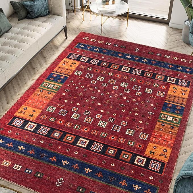 Keen Home Design 10x14 Rug - Machine Washable Area Rug with Non-Slip Backing, Ideal for Living Room, Dining Room, Bedroom - Vintage, Easy Clean, Durable, Low Pile Rug - (9'7" x 14')