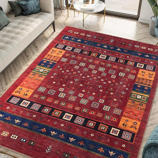 Keen Home Design 10x14 Rug - Machine Washable Area Rug with Non-Slip Backing, Ideal for Living Room, Dining Room, Bedroom - Vintage, Easy Clean, Durable, Low Pile Rug - (9'7" x 14')