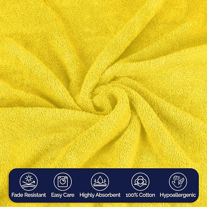 Elegant Comfort Premium Turkish Cotton 2 Pack Bath Towel Set - 27 x 54 inch, Luxurious Hotel Spa Quality 100% Turkish Cotton 2PC Bath Towel Set - Highly Absorbent - Soft Bathroom Towels, Yellow