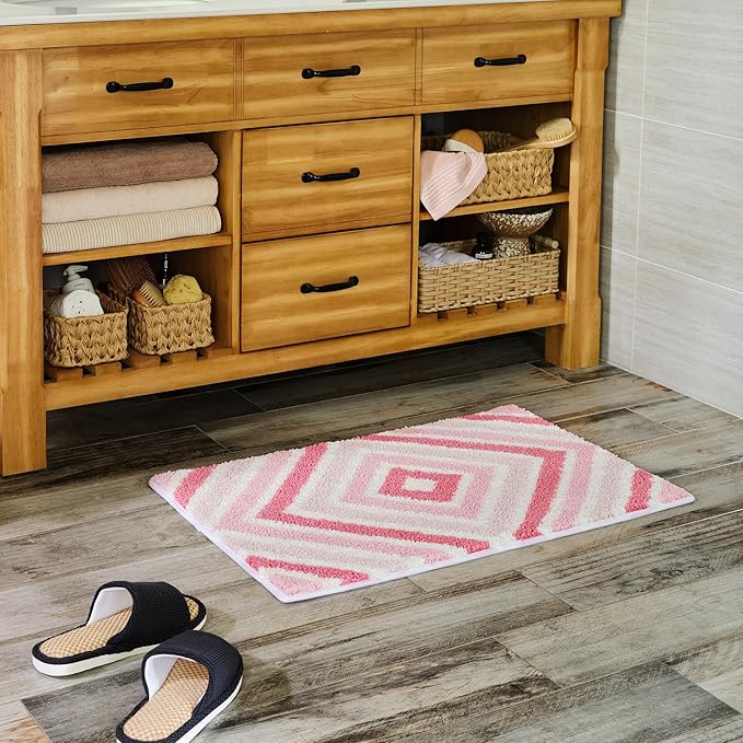 GRANNY SAYS Bathroom Rugs Non Slip, 20" x 32", Absorbent Bath Rugs for Bathroom Washable, Bath Mats for Floor, Bath Rugs for Shower, Microfiber Bath Mat for Tub, Pink