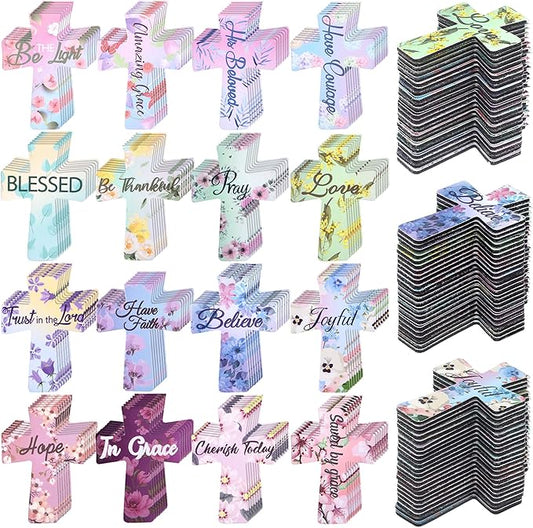 Outus 144 Pieces Magnetic Christian Religious Cross Bookmark Religious Bible Verses Bookmarks Magnetic Page Clips for Women Student School Reading Gifts, 16 Styles (Floral Style)