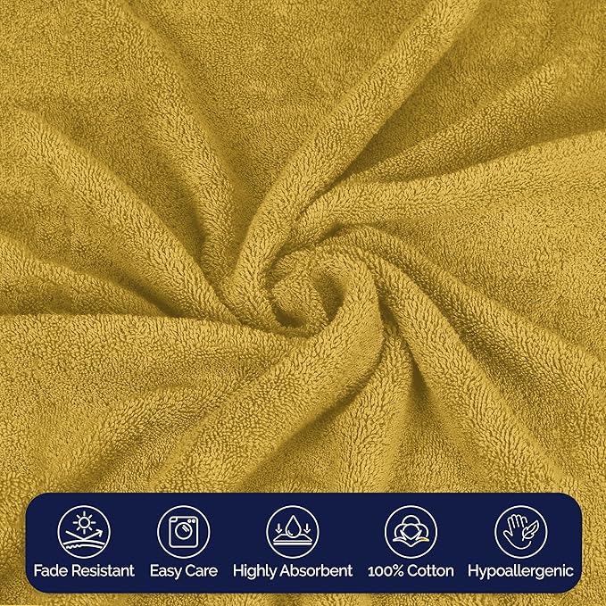 Elegant Comfort Premium Turkish Cotton 1 Piece Jumbo Bath Towel - 35 x 70 inch, Luxurious Hotel Spa Quality 100% Turkish Cotton Large Bath Towel - Highly Absorbent - Soft Bathroom Towel, Gold