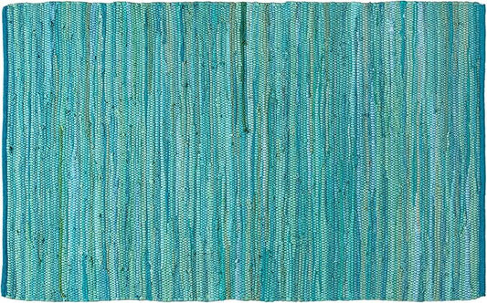 Rug Area Rugs Cotton Teal 3x5 Ft Multicolour Chindi for Livingroom Bedroom Washable RagRug Reversible Farmhouse Kitchen RunnerRug Carpet Area Runner Mat for Hallway, Entryway